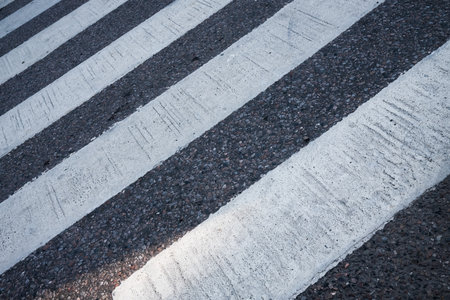 Zebra crossing stripes on a street