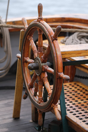 Steering wheel on an old sailing ship