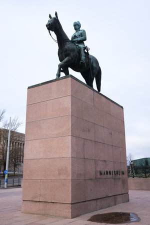 The Mannerheim monument in Helsinkiの写真素材