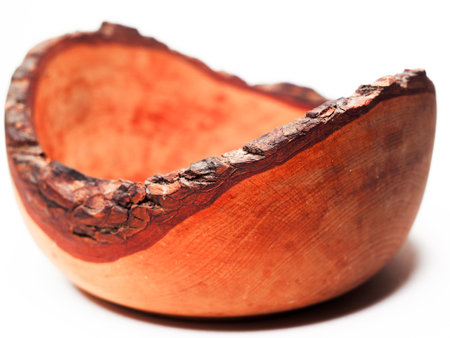 A bowl carved from woodの写真素材