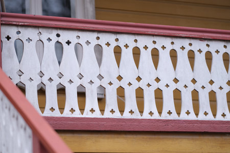 Wooden railing on a houseの写真素材