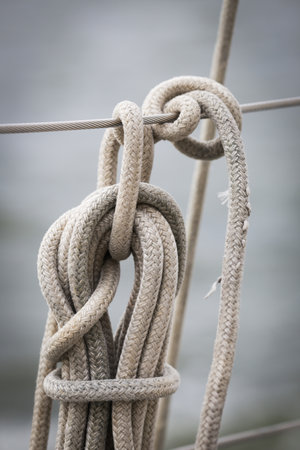 Ropes on a sailing shipの写真素材