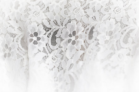 Detail of a white wedding dressの写真素材