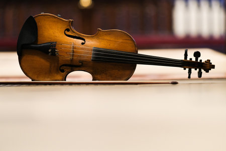 A violin on the sideの写真素材