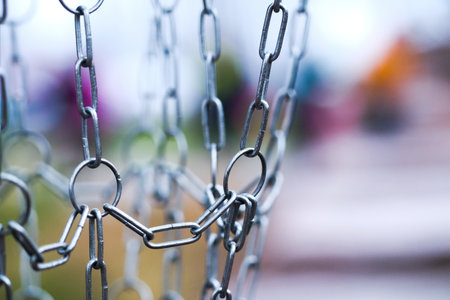 Detail of a disc golf basketの写真素材