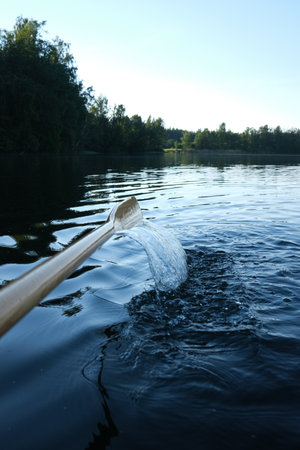 Rowing at a lake in Finland