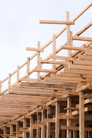 Wooden structure at a construction site