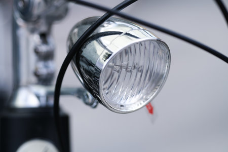Old vintage bicycle lamp close up