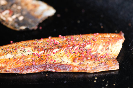 Frying Salmon in a pan