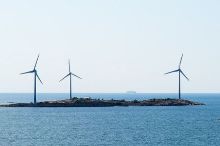 Windmills at the Baltic Sea in Finlandの写真素材