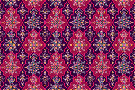 Indian Arabic mandala ethnic traditional design in a seamless vector repeat pattern. Henna Mehendi-inspired tile pattern.のイラスト素材