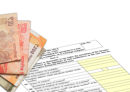Individual Tax Form 15CA with Indian Currency and left space to writeの写真素材
