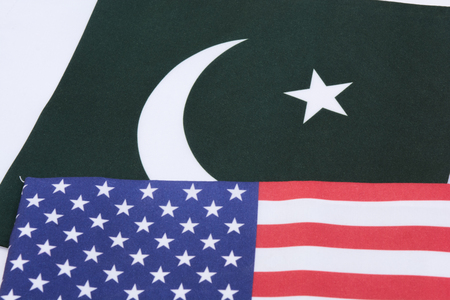 Flag of Pakistan and USA on isolated backgroundの写真素材