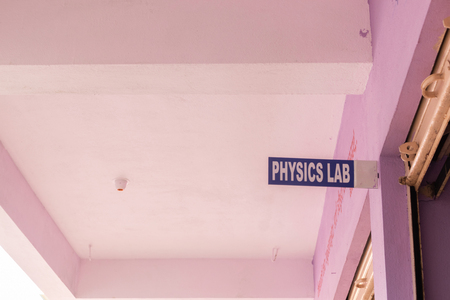 Board showing of Physics lab at the entrance of the class room in college.