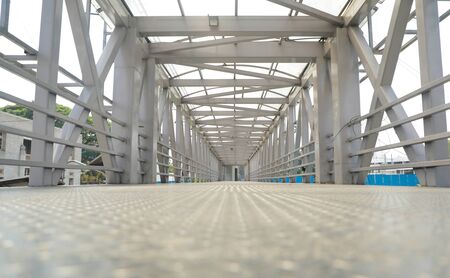 Low view angle Steel flyover passage way or bridge at Bengaluru, India.の写真素材