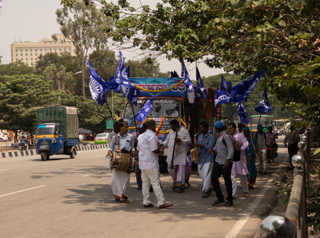 Bangalore, Karnataka India-June 04 2019 : Procession of Samata Sainik Dal Moving near Freedom Park Bengaluru, India.のeditorial素材