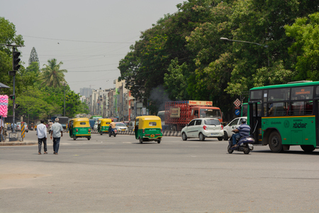 Bangalore, Karnataka India-June 04 2019 : Bengaluru city traffic near town hall, Bengaluru, Indiaのeditorial素材