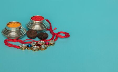 Raksha bandhan raakhi or rakhi traditionally Hindu ceremony, sisters of all ages tie a talisman, or amulet, called the rakhi to wrists to brothersの写真素材
