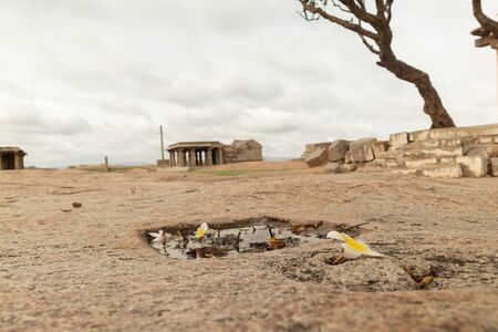Small ruined Temple at Hemakuta Hill top at Hampi, Karnataka.