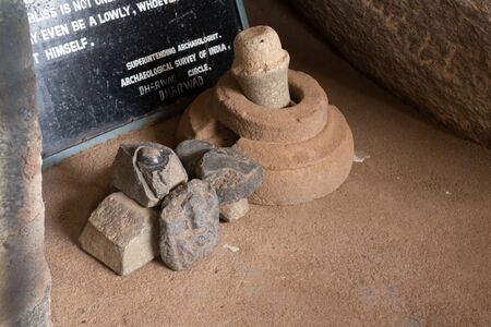 Maski, India 21 September, 2019 : Protected monument rocks inside the cave near the Inscriptions of Emperor Ashoka at Maski, Indiaのeditorial素材