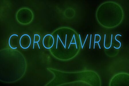 Illustrative example of new chinese Coronavirus written on virus like green background.の写真素材