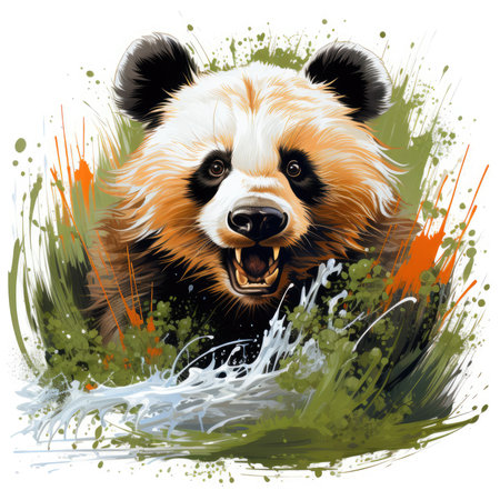 Panda t-shirt design illustration, Generative Aiの素材