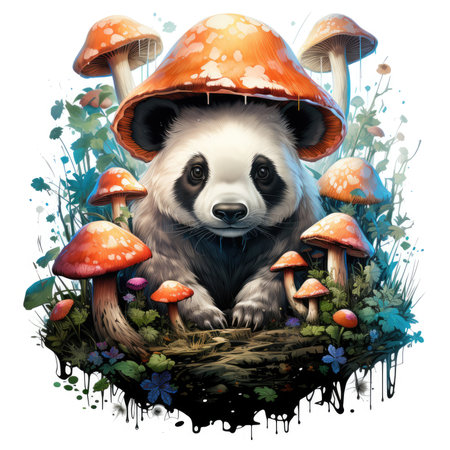 Panda t-shirt design illustration, Generative Aiの素材