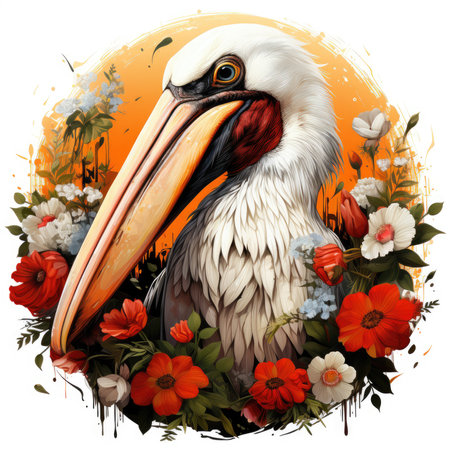 Pelican t-shirt design illustration, Generative Aiの素材