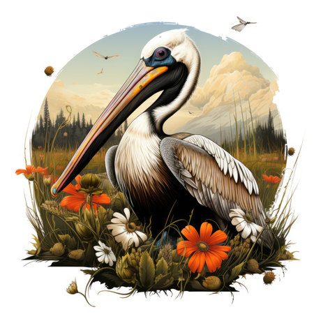 Pelican t-shirt design illustration, Generative Aiの素材