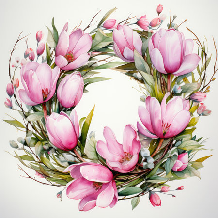 Waterco Easter Wreaths white background  illustration, Generative Aiの素材