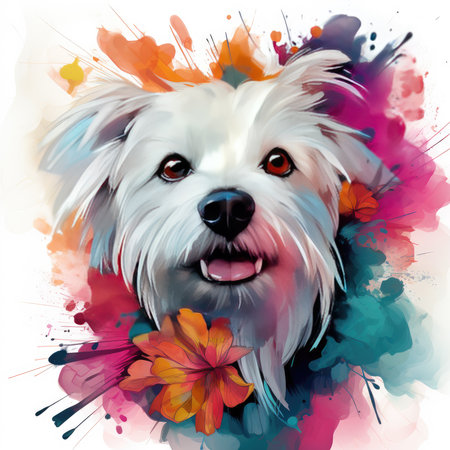 Waterco Maltese dog white background  illustration, Generative Aiの素材