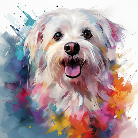 Waterco Maltese dog white background  illustration, Generative Aiの素材