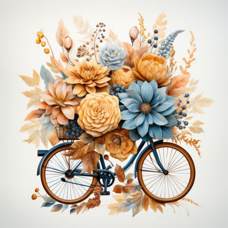 Waterco About Fall Flowers Bicycle illustration, Generative Aiの素材