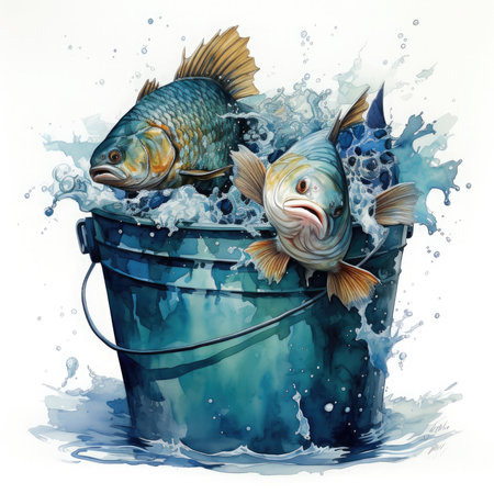 Waterco Bait Bucket Brigade illustration, Generative Aiの素材