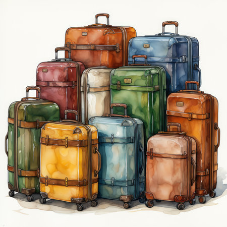 Waterco Luggages White Background illustration, Generative Aiの素材