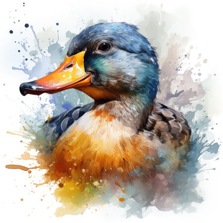 Waterco Duck White Background illustration, Generative Aiの素材