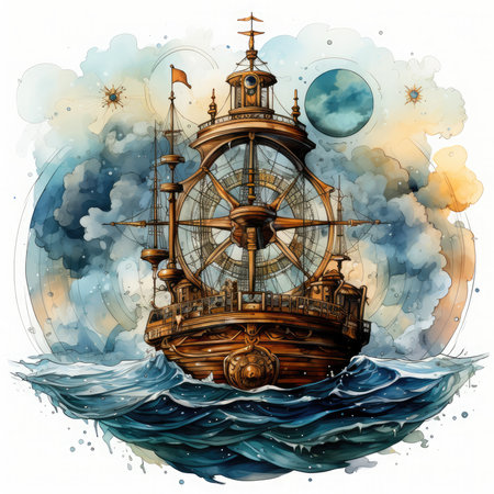 Waterco Nautical Navigators white background illustration, Generative Aiの素材