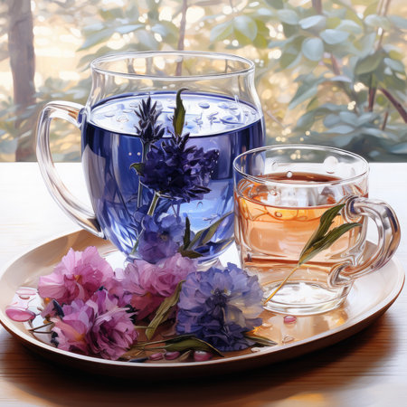 Teacup and tea jug Watercolor Sublimation illustration, Generative Aiの素材
