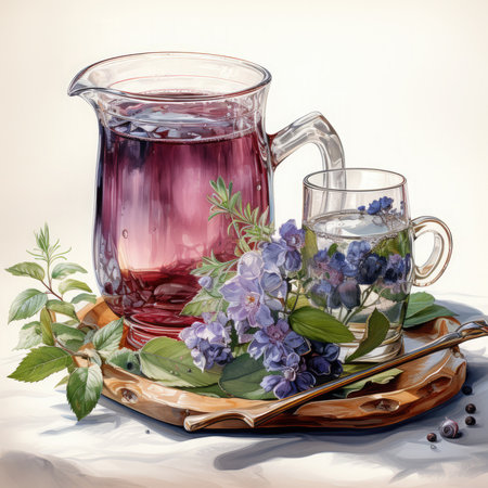 Teacup and tea jug Watercolor Sublimation illustration, Generative Aiの素材