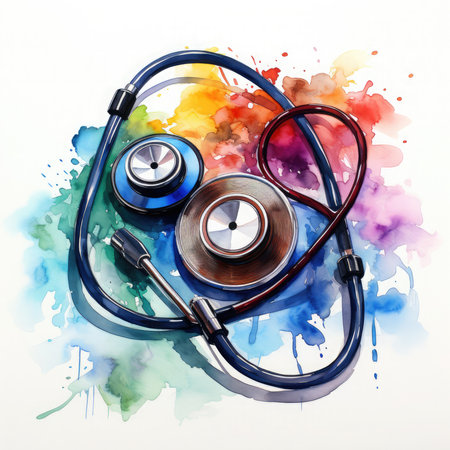Watercolor stethoscope white background Clipart, Generative Aiの素材