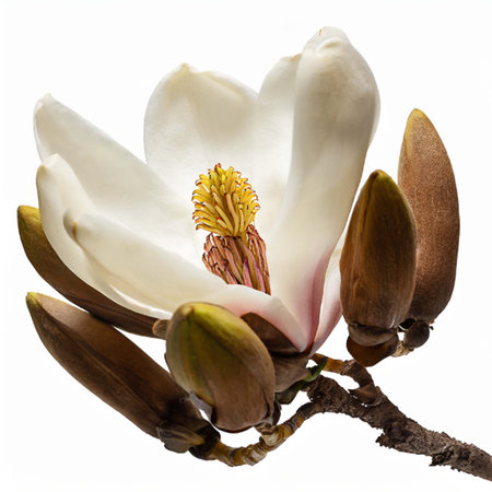 Magnolia flower isolated on white background. Magnolia tree blossom.の写真素材