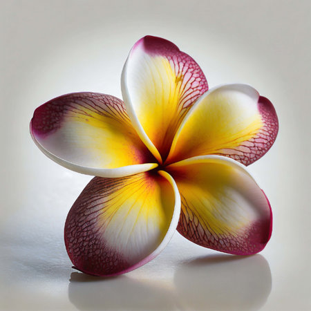 frangipani flower isolated on a white background, studio shotの写真素材