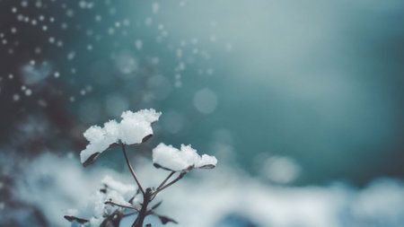 Winter background with snowflakes and bokeh effect. Winter landscape.の素材