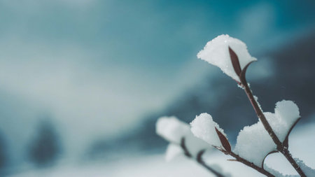 Winter background with snowflakes and bokeh effect, soft focusの素材