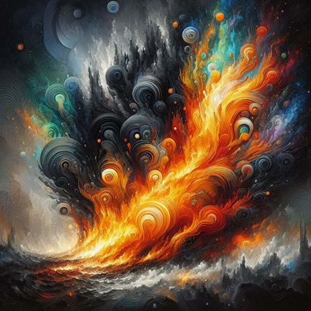 abstract fire background, computer-generated illustration, fractal artの素材