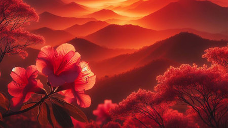Beautiful red tones as the background image.の素材