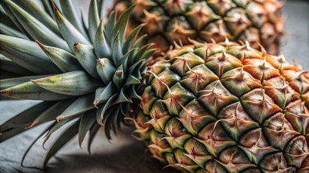 Pineapples on the table, close-up, selective focusの写真素材