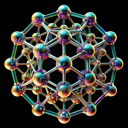 3d illustration of molecule structure over black background. 3d rendering
