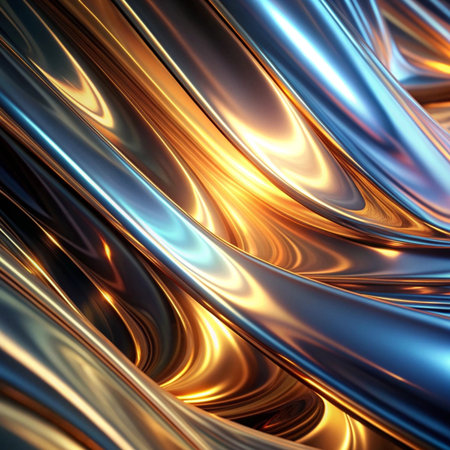 3d render of abstract metallic background with some smooth lines in itの写真素材