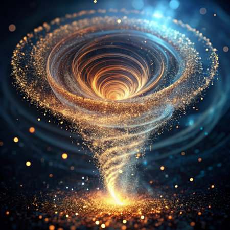 abstract background with magic spiral and sparks. 3d render illustrationの写真素材